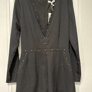 Lucy Paris Silver Studded Black Romper (NWT)